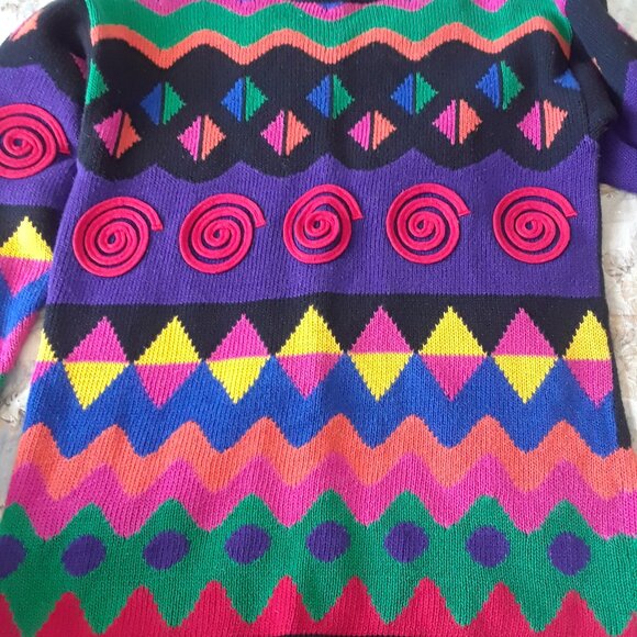 Vintage 90s Cotton Abstract Design Sweater - Picture 4 of 9